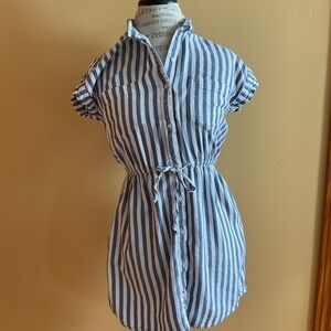 Japna Blue and White Striped Button Down Shirt Dress Size M